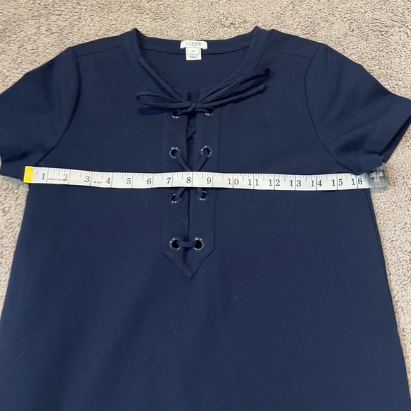 J. Crew Navy Blue Cotton-Blend Nautical-Style Lace-Up Knit Dress. Size XS. - Picture 9 of 10